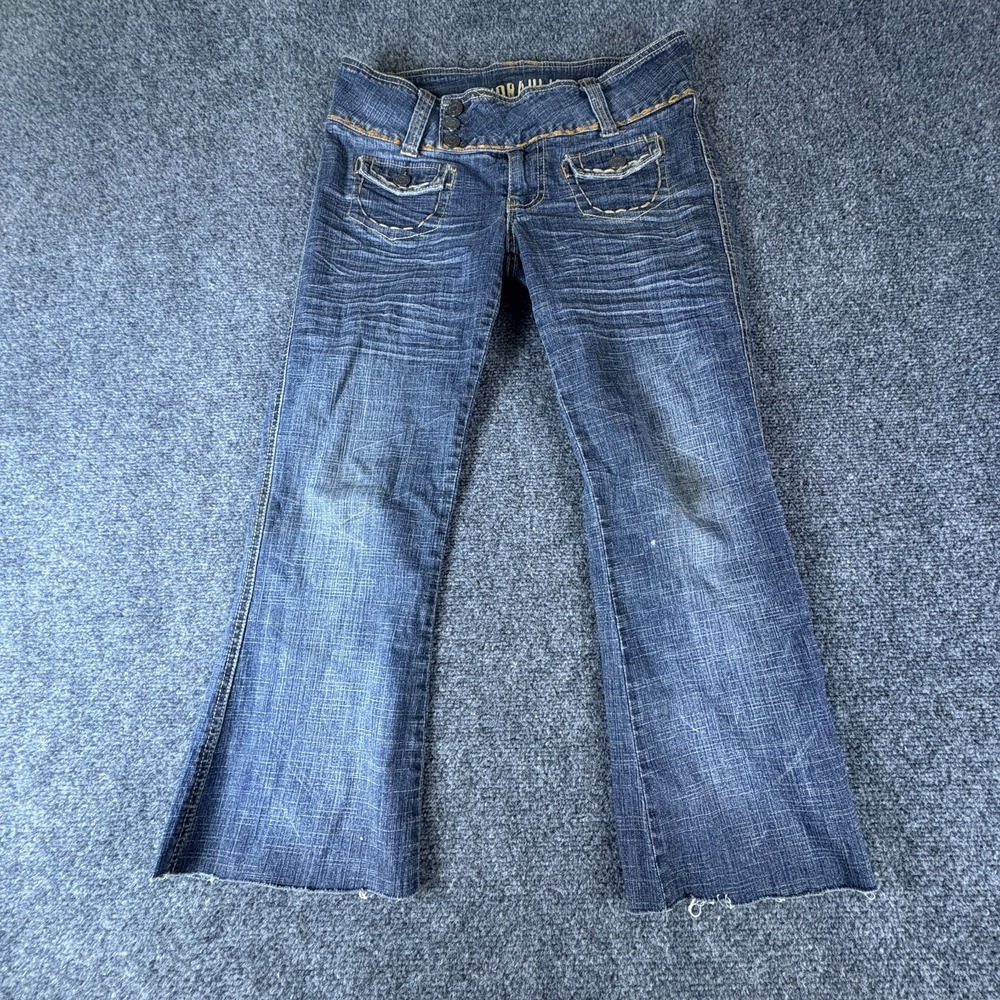 Hydraulic Bootcut Jeans Women 31x23 Blue Denim Cotton Stretch Button Fly Raw Hem